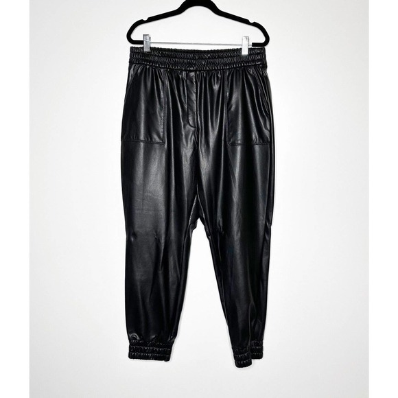 Express High Waisted Faux Leather Pull On Jogger Pants Women's Black Size M - Picture 2 of 5